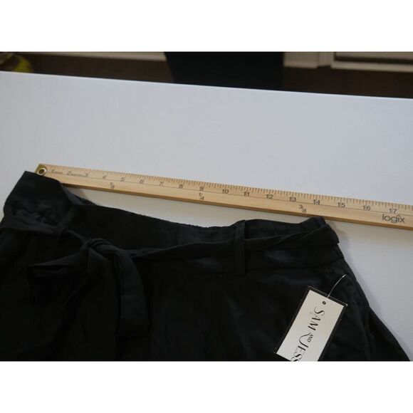 Sam & Jess Women's Challis Belted Pull-On Midi Skirt Black L - Picture 4 of 9